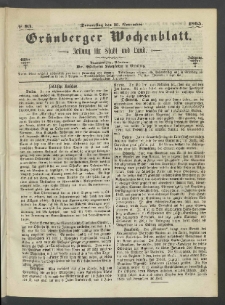 Grünberger Wochenblatt: Zeitung für Stadt und Land, No. 93. (23. November 1865)