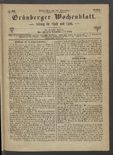 Grünberger Wochenblatt: Zeitung für Stadt und Land, No. 99. (14. December 1865)
