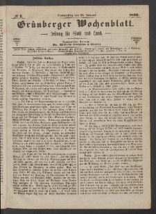 Grünberger Wochenblatt: Zeitung für Stadt und Land, No. 7. (25. Januar 1866)