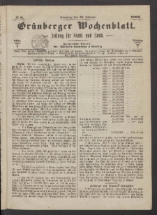 Grünberger Wochenblatt: Zeitung für Stadt und Land, No. 8. (28. Januar 1866)