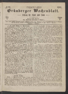 Grünberger Wochenblatt: Zeitung für Stadt und Land, No. 10. (4. Februar 1866)