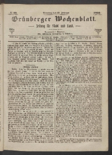 Grünberger Wochenblatt: Zeitung für Stadt und Land, No. 16. (25. Februar 1866)