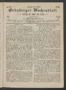Grünberger Wochenblatt: Zeitung für Stadt und Land, No. 18. (4. März 1866)
