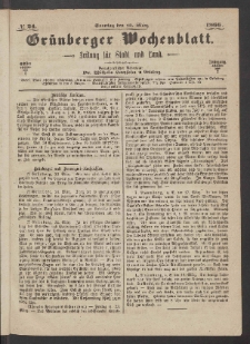 Grünberger Wochenblatt: Zeitung für Stadt und Land, No. 24. (25. März 1866)