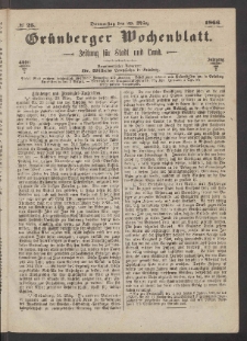 Grünberger Wochenblatt: Zeitung für Stadt und Land, No. 25. (29. März 1866)