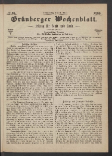 Grünberger Wochenblatt: Zeitung für Stadt und Land, No. 35. (3. Mai 1866)