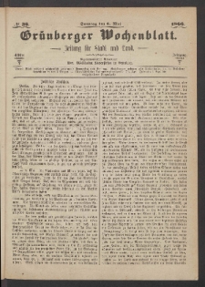 Grünberger Wochenblatt: Zeitung für Stadt und Land, No. 36. (6. Mai 1866)