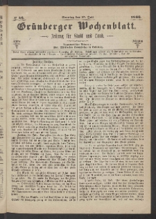 Grünberger Wochenblatt: Zeitung für Stadt und Land, No. 56. (15. Juli 1866)