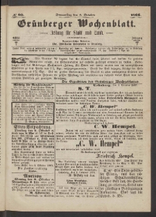 Grünberger Wochenblatt: Zeitung für Stadt und Land, No. 80. (4. October 1866)