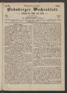 Grünberger Wochenblatt: Zeitung für Stadt und Land, No. 83. (14. October 1866)