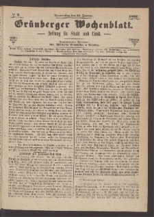 Grünberger Wochenblatt: Zeitung für Stadt und Land, No. 9. (31. Januar 1867)