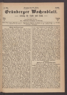 Grünberger Wochenblatt: Zeitung für Stadt und Land, No. 20. (10. März 1867)