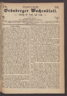 Grünberger Wochenblatt: Zeitung für Stadt und Land, No. 41. (23. Mai 1867)