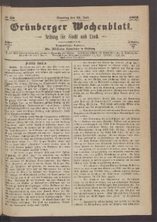 Gr&uuml;nberger Wochenblatt: Zeitung f&uuml;r Stadt und Land, No. 58. (21. Juli 1867)
