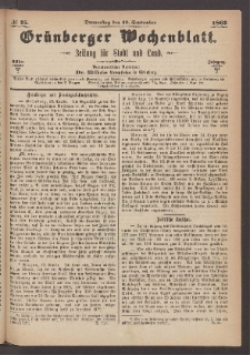 Grünberger Wochenblatt: Zeitung für Stadt und Land, No. 75. (19. September 1867)