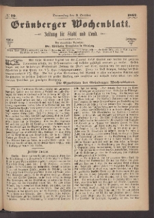 Grünberger Wochenblatt: Zeitung für Stadt und Land, No. 79. (3. October 1867)