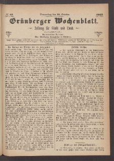 Grünberger Wochenblatt: Zeitung für Stadt und Land, No. 81. (10. October 1867)