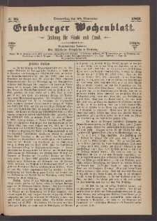 Grünberger Wochenblatt: Zeitung für Stadt und Land, No. 95. (28. November 1867)