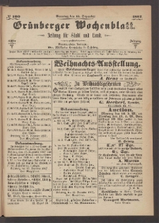 Gr&uuml;nberger Wochenblatt: Zeitung f&uuml;r Stadt und Land, No. 100. (15. Dezember 1867)