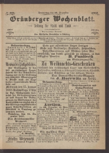 Gr&uuml;nberger Wochenblatt: Zeitung f&uuml;r Stadt und Land, No. 101. (19. Dezember 1867)