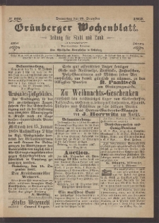 Grünberger Wochenblatt: Zeitung für Stadt und Land, No. 101. (19. Dezember 1867)