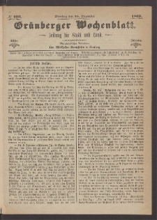 Grünberger Wochenblatt: Zeitung für Stadt und Land, No. 103. (24. Dezember 1867)