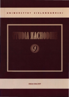 Studia Zachodnie, tom 9 - spis treści