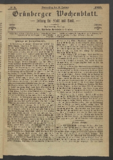 Grünberger Wochenblatt: Zeitung für Stadt und Land, No. 3. (9. Januar 1868)