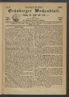 Grünberger Wochenblatt: Zeitung für Stadt und Land, No. 7. (23. Januar 1868)