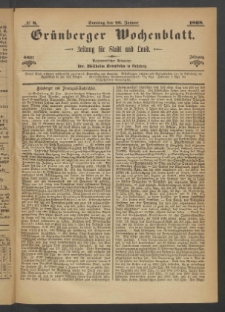 Grünberger Wochenblatt: Zeitung für Stadt und Land, No. 8. (26. Januar 1868)