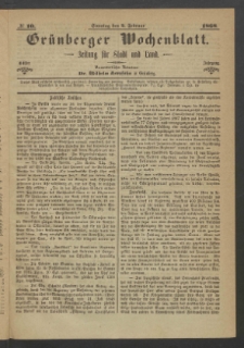 Grünberger Wochenblatt: Zeitung für Stadt und Land, No. 10. (2. Februar 1868)
