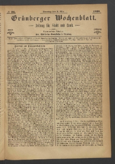 Grünberger Wochenblatt: Zeitung für Stadt und Land, No. 36. (3. Mai 1868)