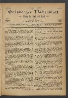 Grünberger Wochenblatt: Zeitung für Stadt und Land, No. 40. (17. Mai 1868)
