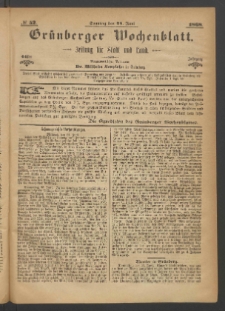 Grünberger Wochenblatt: Zeitung für Stadt und Land, No. 52. (28. Juni 1868)