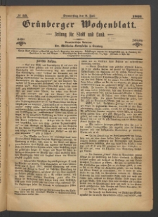 Grünberger Wochenblatt: Zeitung für Stadt und Land, No. 55. (9. Juli 1868)