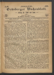 Gr&uuml;nberger Wochenblatt: Zeitung f&uuml;r Stadt und Land, No. 56. (12. Juli 1868)