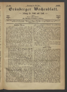 Grünberger Wochenblatt: Zeitung für Stadt und Land, No. 58. (19. Juli 1868)