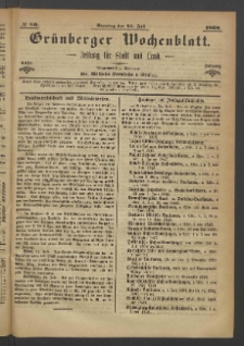 Grünberger Wochenblatt: Zeitung für Stadt und Land, No. 60. (26. Juli 1868)