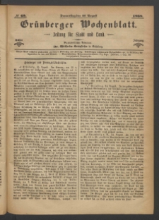 Grünberger Wochenblatt: Zeitung für Stadt und Land, No. 69. (27. August 1868)