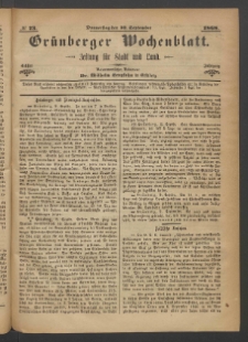 Grünberger Wochenblatt: Zeitung für Stadt und Land, No. 73. (10. September 1868)
