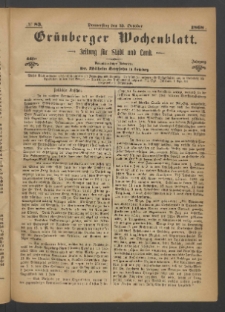 Grünberger Wochenblatt: Zeitung für Stadt und Land, No. 83. (15. October 1868)