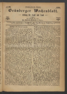 Grünberger Wochenblatt: Zeitung für Stadt und Land, No. 86. (25. October 1868)