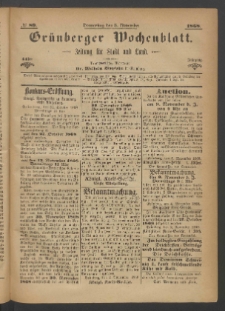 Grünberger Wochenblatt: Zeitung für Stadt und Land, No. 89. (5. November 1868)