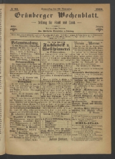 Grünberger Wochenblatt: Zeitung für Stadt und Land, No. 93. (19. November 1868)