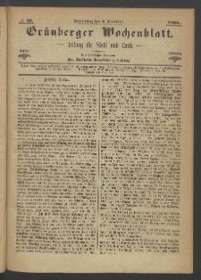 Grünberger Wochenblatt: Zeitung für Stadt und Land, No. 97. (3. Dezember 1868)