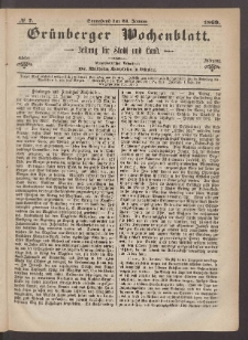 Grünberger Wochenblatt: Zeitung für Stadt und Land, No. 7. (23. Januar 1869)