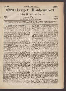Grünberger Wochenblatt: Zeitung für Stadt und Land, No. 37. (9. Mai 1869)