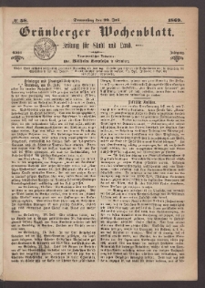 Grünberger Wochenblatt: Zeitung für Stadt und Land, No. 58. (22. Juli 1869)