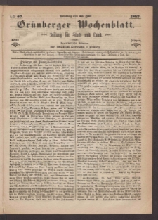 Grünberger Wochenblatt: Zeitung für Stadt und Land, No. 59. (25. Juli 1869)
