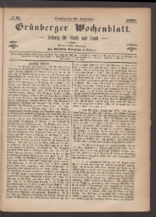 Grünberger Wochenblatt: Zeitung für Stadt und Land, No. 77. (26. September 1869)